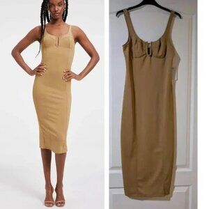 NWT Good American | Scuba U Corset Midi Dress In Pecan